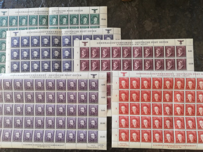 Coli 50 timbre Germania, General Gouvernement,1942, seria completa, MNH,rarisima foto