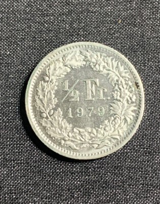 Moneda 1/2 franci 1979 Elvetia foto