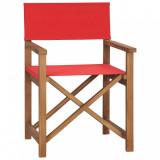 Scaun de regizor, roșu, lemn masiv de tec, vidaXL