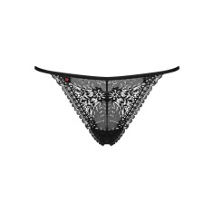 Chilot tanga din dantela fina cu motive florale Intensa thong, Obsessive, black