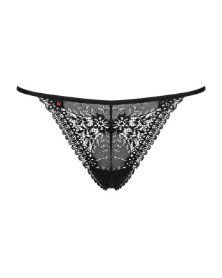 Chilot tanga din dantela fina cu motive florale Intensa thong, Obsessive, black foto