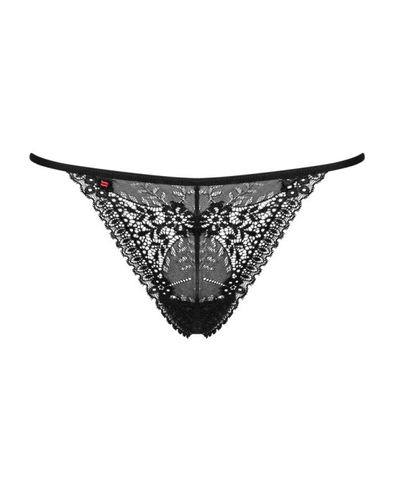 Chilot tanga din dantela fina cu motive florale Intensa thong, Obsessive, black