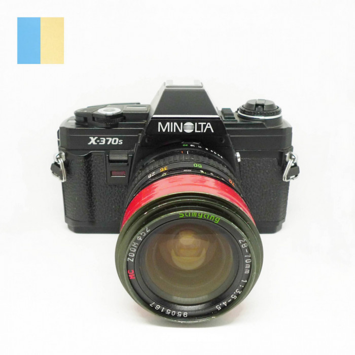 Minolta X-370s cu obiectiv Samyang MC Zoom 28-70mm f/3.5-4.5