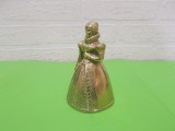 Cumpara ieftin CLOPOT de masa VICTORIAN , masiv , din BRONZ , statueta DOAMNA cu CRINOLINA