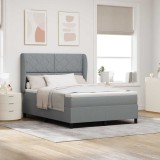 VidaXL Pat cu arcuri cu saltea Gri deschis 140 x 200 cm țesătură