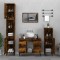 vidaXL Set mobilier de baie, 3 piese, stejar fumuriu, lemn prelucrat 3185610