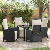 Set de cinci piese pentru masă de grădină din rattan sintetic negru