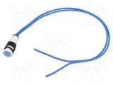 Lampă de control LED convexă albastră 230V AC &Oslash;10mm cu cabluri POLAM-ELTA