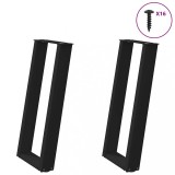 vidaXL Picioare de masă consolă &icirc;n formă de U, 2 buc., negru, 38x(72-73) cm, oțel