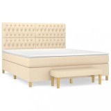 Cumpara ieftin Pat continental cu saltea, crem, 180x200 cm, textil