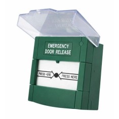 Buton de urgenta resetabil Break Glass pentru control acces, 2NO + 2NC, IP53, verde, EP-62G