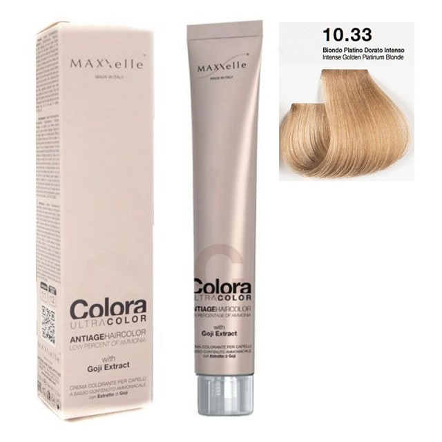 Blond platinat auriu Intens 10.33 Vopsea Colora MaXXelle cu extract de Goji 100 ml