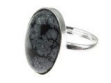 Cumpara ieftin Inel argint reglabil cu obsidian fulg-de-nea 18x13 MM