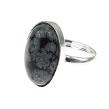 Inel argint reglabil cu obsidian fulg-de-nea 18x13 MM