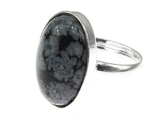 Inel argint reglabil cu obsidian fulg-de-nea 18x13 MM