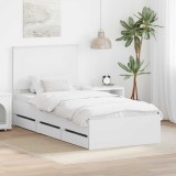 Cumpara ieftin Cadru de pat cu sertar Alb 90 x 200 cm Lemn Ingineresc