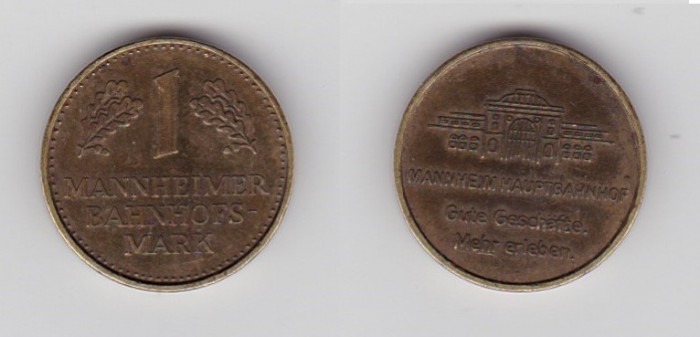 GERMANIA 1 Mannheim Bahnhof Mark Medalie Jeton Token ND