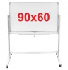 Tabla magnetica alba rotativa pe stand mobil 90x60 cm, 2 fete, rama aluminiu, garantie 7 ani