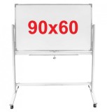 Tabla magnetica alba rotativa pe stand mobil 90x60 cm, 2 fete, rama aluminiu, garantie 7 ani