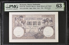 500 lei 1919 PmG 63 unc rar bancnota gradata