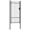 VidaXL Poartă de gard cu o ușă, v&acirc;rf ascuțit, negru, 1 x 2 m, oțel