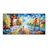 Tablou indragostiti pictat manual living, dormitor, Impreuna pentru totdeauna, 140x70cm ulei pe panza in cutit efect 3D, gata de expus pe perete