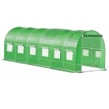Sera de gradina, tip tunel cu cadru metalic, 300x600cm, 13 ferestre, verde, 18 mp Household NewTrend