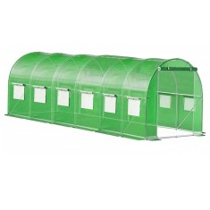 Sera de gradina, tip tunel cu cadru metalic, 300x600cm, 13 ferestre, verde, 18 mp Household NewTrend