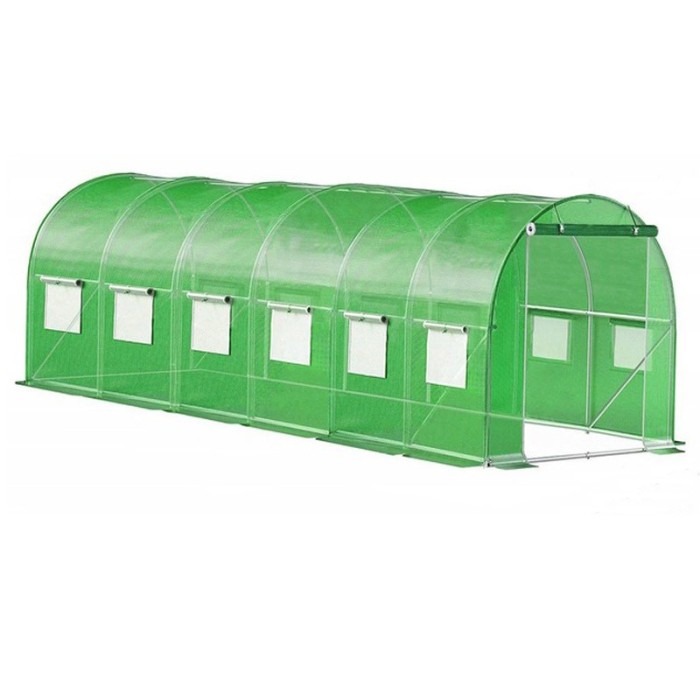 Sera de gradina, tip tunel cu cadru metalic, 300x600cm, 13 ferestre, verde, 18 mp Household NewTrend