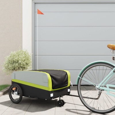 vidaXL Remorcă pentru biciclete, negru și verde, 45 kg, fier 94074 foto