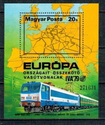 Ungaria 1979 - Caile ferate Europene, tren, colita neuzata foto