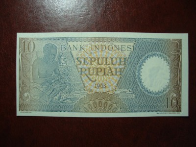 INDONEZIA 10 RUPII 1963 UNC foto