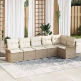VidaXL Set de canapele pentru grădină cu pernă 6 pcs Bej Rattan poli