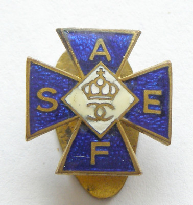 t678 INSIGNA REGALISTA A.E.F.S. PERIOADA ANILOR 1930 REGELE CAROL II foto