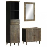 Gossi set mobilier de baie, 3 piese, lemn masiv de mango
