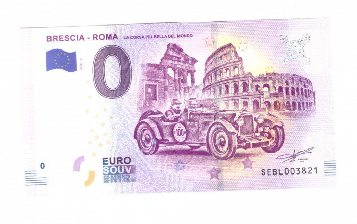 Bancnota souvenir Italia 0 euro Brescia-Roma La corsa piu bella del mondo 2019-1