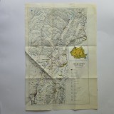 Harta Valea Cernei si Baile Herculane pe revers, 45 x 31 cm, perioada comunista