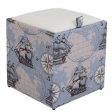 TABURET BOX - PRINT - CORP CORABII FOND BLEU/CAPAC IMITATIE PIELE DIVERSE CULORI - Cognac 8070