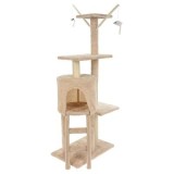 Pets Collection Turn de zg&acirc;riat pentru pisici, bej, 45x30x110 cm, vidaXL