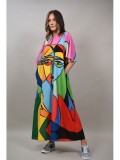 Cumpara ieftin ROCHIE LUNGA CU BUZUNARE IMPRIMEU FATA MANECA SCURTA MIRAGE TALIE UNICA Multicolora