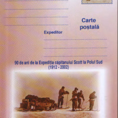 Intreg postal CP necirculat 2002 -90 de ani de la Expeditia Cap.Scott la Pol Sud