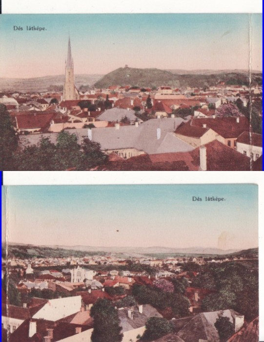Dej (Cluj) - Vedere generala-carte postala dubla-rara