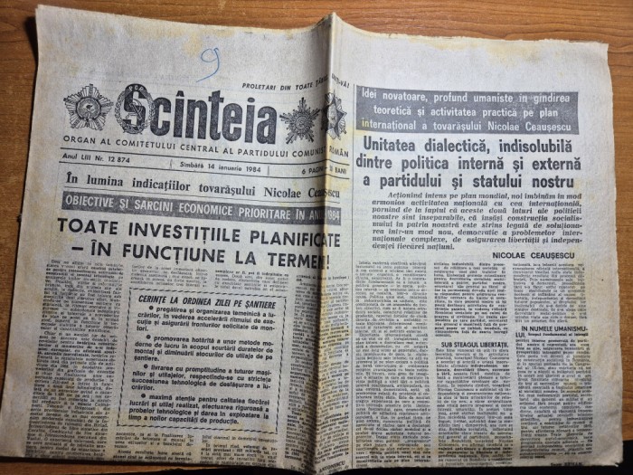 ziarul scanteia 14 octombrie 1984
