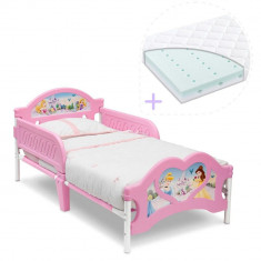 Set pat cu cadru metalic Disney Princess si saltea pentru patut Dreamily - 140 x 70 x 10 cm foto