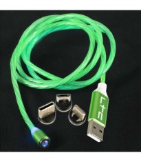 Cablu 1m 3in1 USB TYPE C iPhone Micro USB iluminat LED verde foto