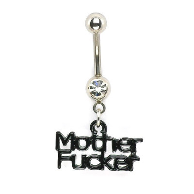 Piercing pentru buric cu zircon şi inscripţia Mother F*cker - Culoare zirconiu piercing: Transparent - C foto