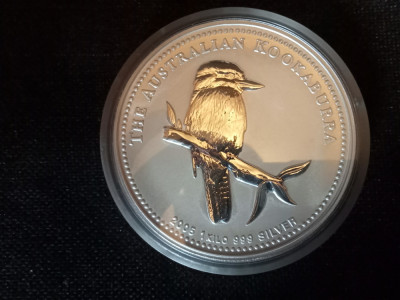 Moneda Argint Pur 999 1 kg Kookaburra din 2005 foto