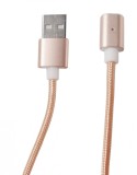 Cablu date si incarcare USB Magnetic mufa Type-C (detasabila) la USB 2.0, 1.2 metri, roz auriu, pentru telefoane cu port tip C