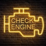 Reclama luminoasa LED Neon Check Engine, Temark, portocalie, 30x22.5cm