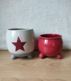 Set 2 Vase Ceramice Decorative cu Picioare, Jardiniere Interior/Exterior, Ghivece Flori, Aranjamente Florale, Gradina, Diametru xx cm